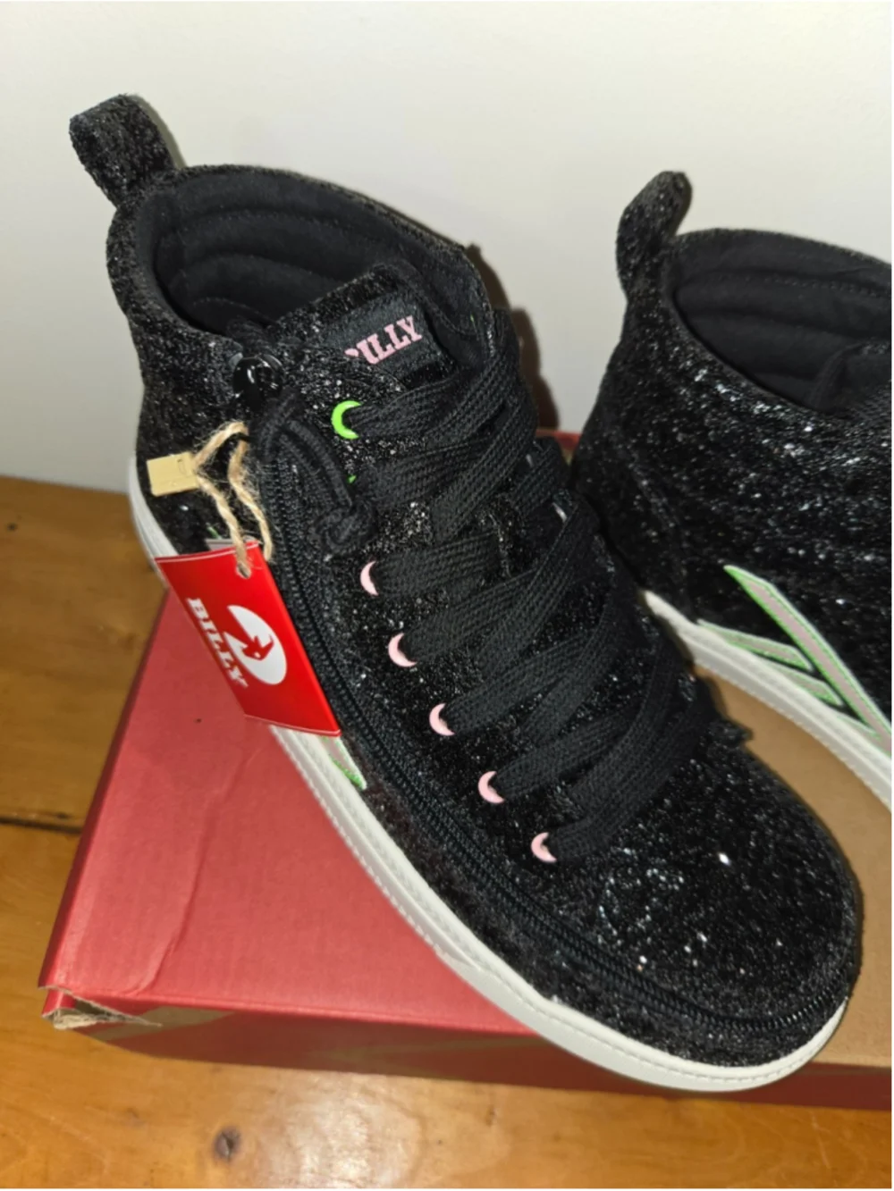 BILLY Footwear Wicked Black Glitz CS High Top Kids Shoes Size 7 M NEW